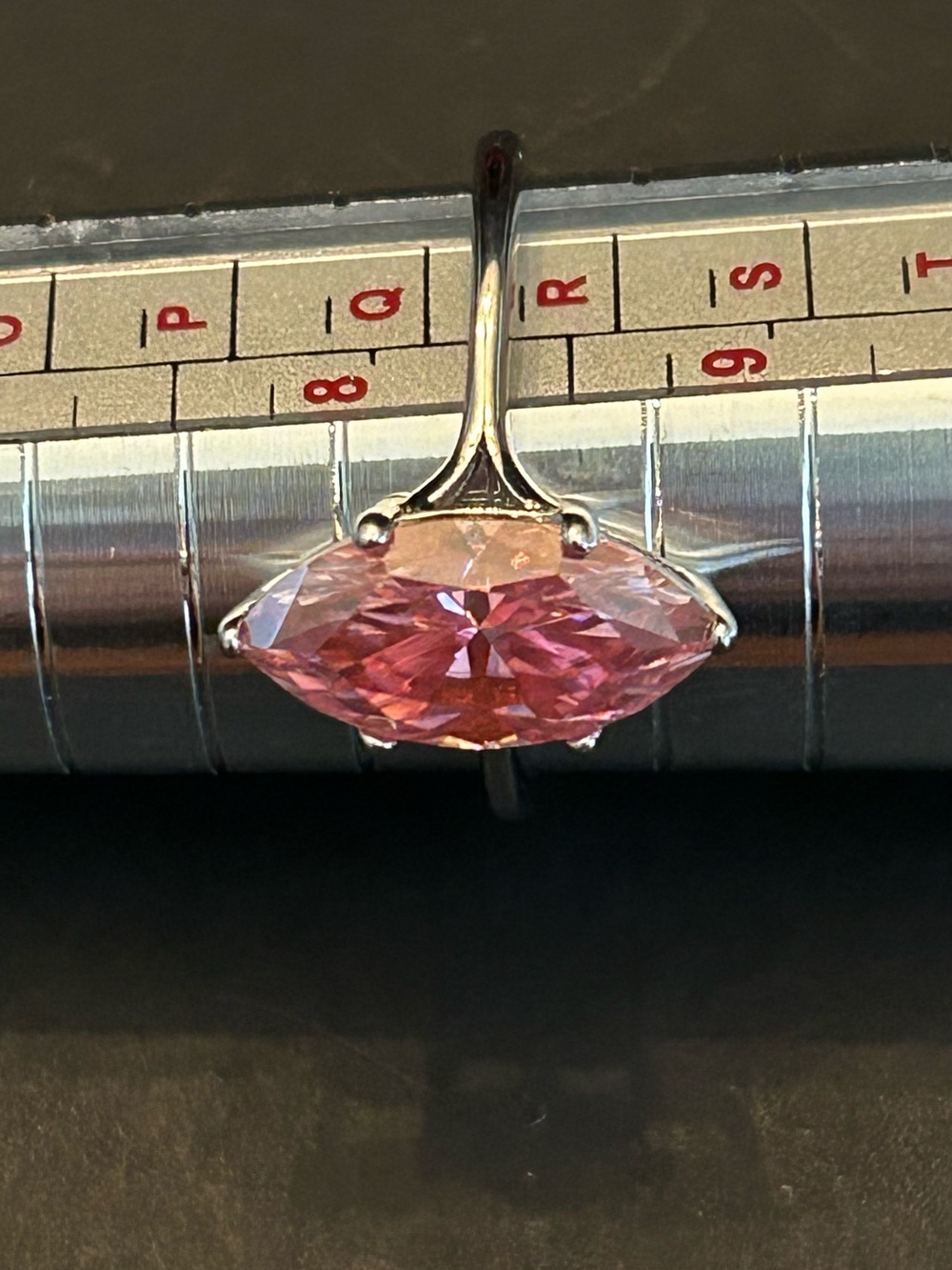 2.00CTW Pink Marquis Moissanite Solitaire Ring in 925 Sterling Silver Setting - Picture 5 of 9
